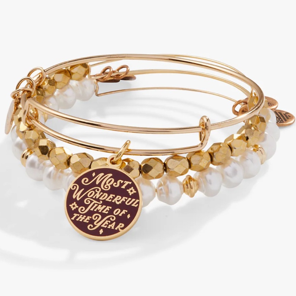 𝐀𝐋𝐄𝐗 + 𝐀𝐍𝐈 | NWT CHARM BANGLES “MOST WONDERFUL TIME OF THE YEAR” {Set of 3}